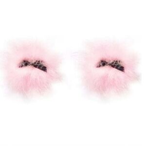 Nippies Gold Candy Couture nipple covers pink feathers with black bows NWT